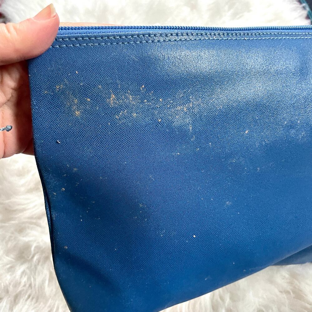 Gucci Vintage Oversized Clutch Wristlet Pouch Logo Medallion Blue - Picture 6 of 11